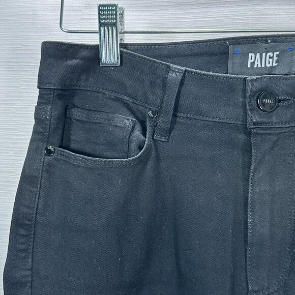 Paige Jeans Womens 27 Hoxton Ankle Black Cotton Stretch Pockets Raw Hem - Picture 5 of 11